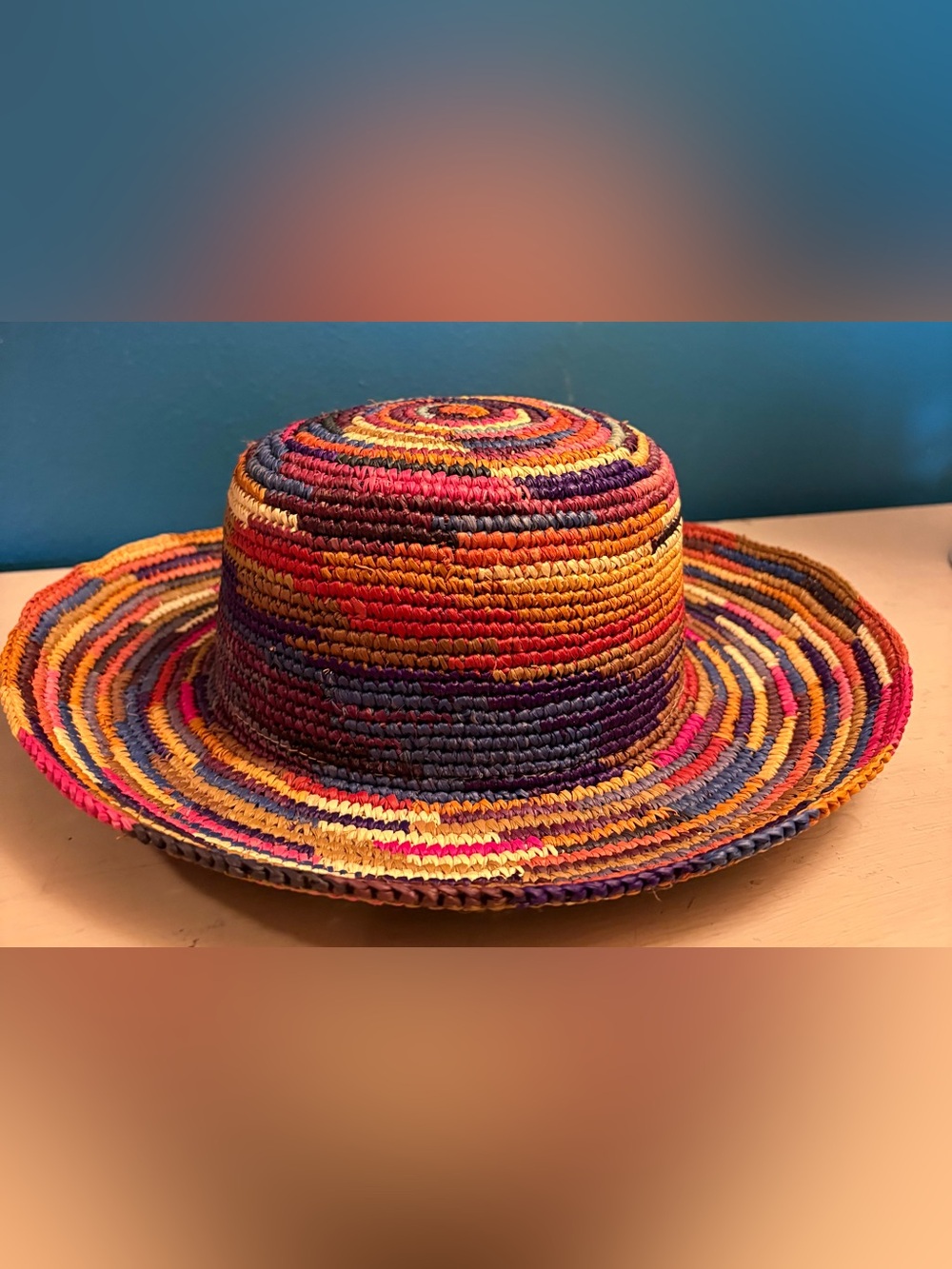 Homero Ortega Handcraft Genuine Panama Hat n Vibrant Multi-Color Toquilla Straw